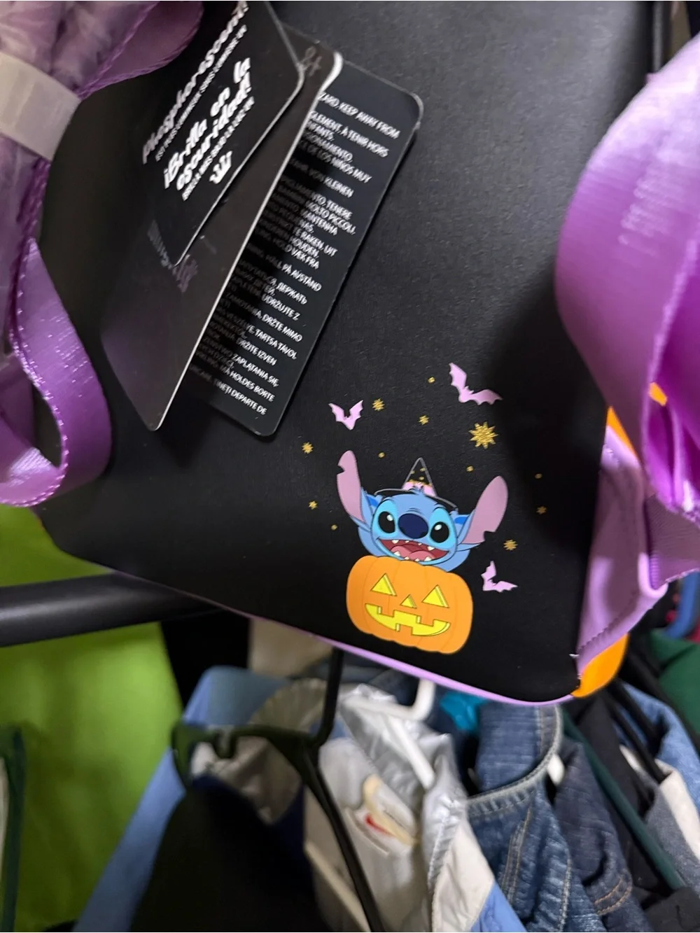 Loungefly Black & Purple Stitch Pumpkin Crossbody